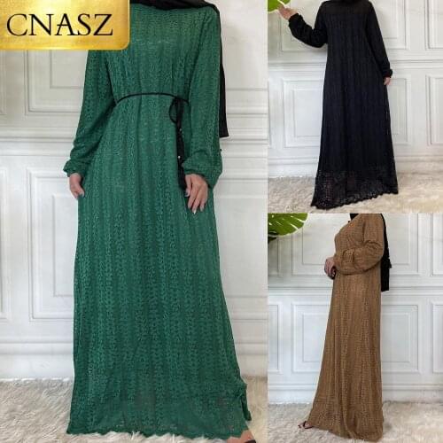 2021 New Fashion Dubai Abaya Muslim Dress Plus Size Kaftan Abaya Dresses Brand Soft Muslim Dress Robe lace Dubai Abaya Dresses