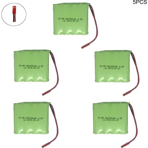 5PCS 2400mah Ni-Mh 4.8V AA battery pack AA cell for RC Car helicopter toys JST plug high capacity nimh battery 4.8 V 2400 mah