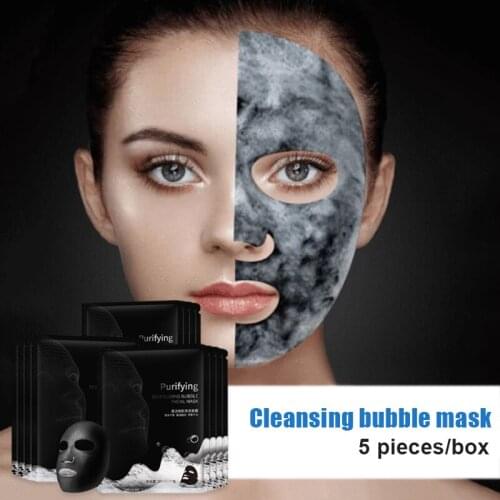 5Pcs Detoxifying Facial Bubble Mask Set Brightening Hydrating Foaming Blackheads Pores Cleansing Mask SANA889
