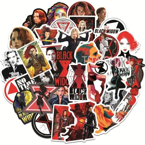 50pcs Superhero Black Widow Stickers Luggage Laptop Scooter Water Cup Fridge Sticker PVC Waterproof Sticker Aesthetic