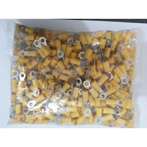 500pcs RV5.5-5 yellow 12-10 AWG 4-6mm Pre Insulated Ring Terminal Round Type Wire Connector