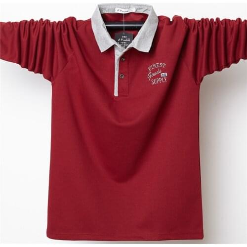 5XL Polo Shirt Men Plus Size Cotton Autumn Winter Brand Men Polo Shirt Long Sleeve Casual Male Patchwork Shirt Mens Polo Shirts