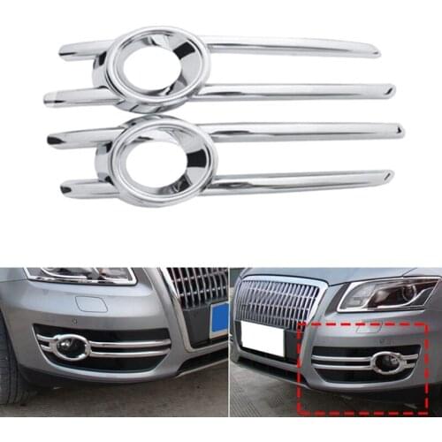 For-Auudi Q5 2009-2012 ABS Chrome Front Fog Light Lamp Grill Frame Panel Cover Bezel Trim Auto Styling Garnish Sticker