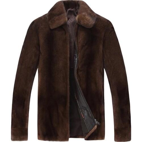 European autumn faux mink leather jacket mens winter thicken warm fur leather coat men loose jackets jaqueta de couro lapel