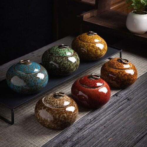 Kiln Change Porcelain Tea Caddy Kungfu Tea Storage Box Portable Tea Storage Jar Caddy Teaware Accessories Home Decor