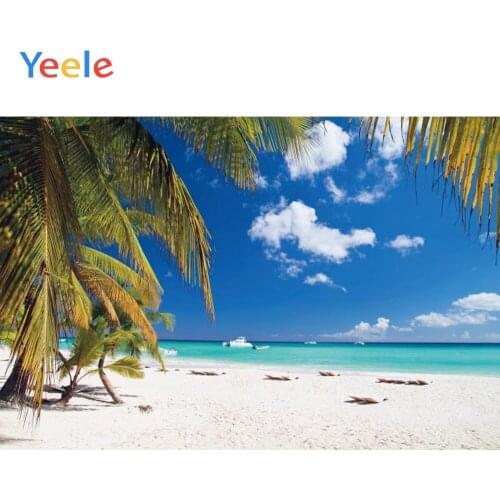 Yeele Blue Sea Palm Tree Backdrops Summer Beach Photography Background Customized Photographic Backdrop For Photo Studio