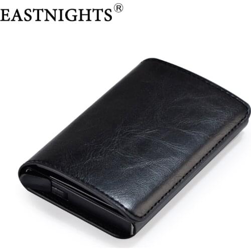 EASTNIGHTS Credit Card Holder Men Business Card Case Women Rfid Automatic Pop Up Metal Bank Card Holder Aluminium Wallet TWB036