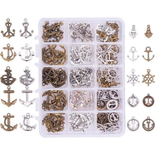 Hot selling DIY Jewelry Handmade Findings Vintage Anchor Rudder Charms Accessories For Fashion Bracelet Necklace Pendant DIY