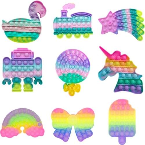 Fidget Reliver Stress Toys Rainbow Push It Bubble Antistress Toys Simple Dimple Sensory Toy To Relieve Autism Free Shipping