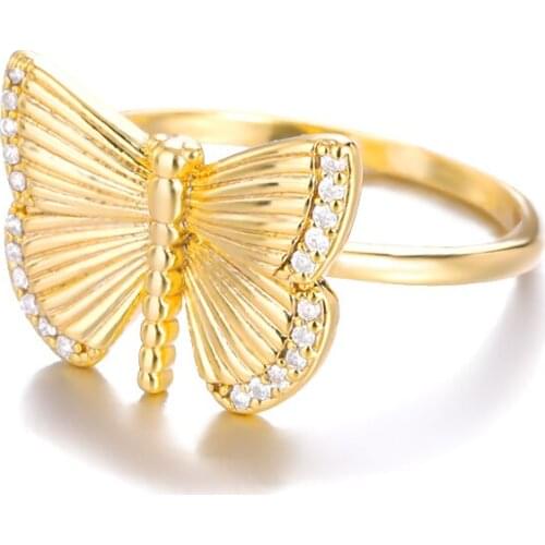 Retro Minimalist Silver Color Wings Rings For Women Personality Feather Butterfly Crystal Finger Ring Girl Jewelry Gift