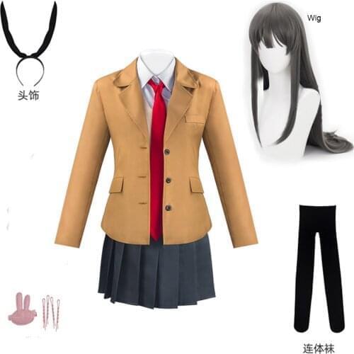 Costume Sakurajima Mai Cosplay Wig Seishun Buta Yarou Series Women School Uniforms Halloween High Girls Party Suits