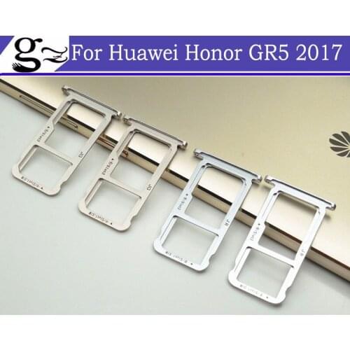 Original for for Huawei gr5 2017 SIM Card Tray + Micro SD Card Tray Holder Slot Adapter Socket Replacement Repair Parts Silver