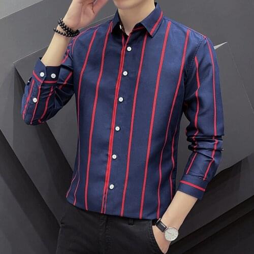 Mens Stylish Color Block Striped Cotton Shirts Comfortable Long Sleeve Standard-fit Button-down Collar Casual Tops Shirt