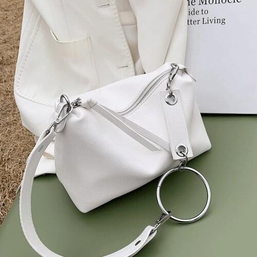 Solid Color Crossbody Bags for Women Vintage Leather Handbag Female Shoulder Messenger Bag Sac White Armpit Bag Ladies Soft Bags