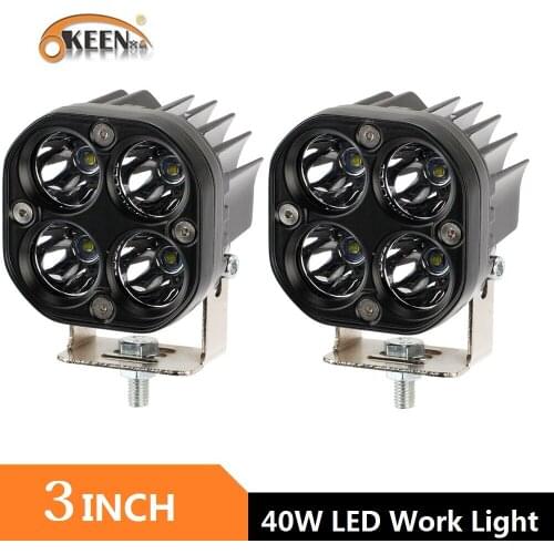 OKEEN 3 Inch 40W LED Work Light 6000K White Spot Beam Lightings Square Working Lamp For Car Motocycle Off-Road Truck 12V 24V