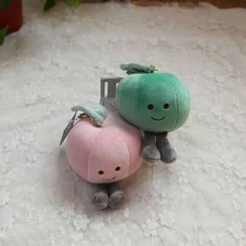 Wholesale 10pcs cartoon funny fruit watermelon peach apple plush little bag key chain vehicle pendant soft stuffed toy girl gift