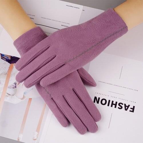 Autumn Winter Female Smooth Embroidery Milk Shreds Driving Gloves Women Touch Screen Lace Thin Warm Sport Cycling Mittens I61