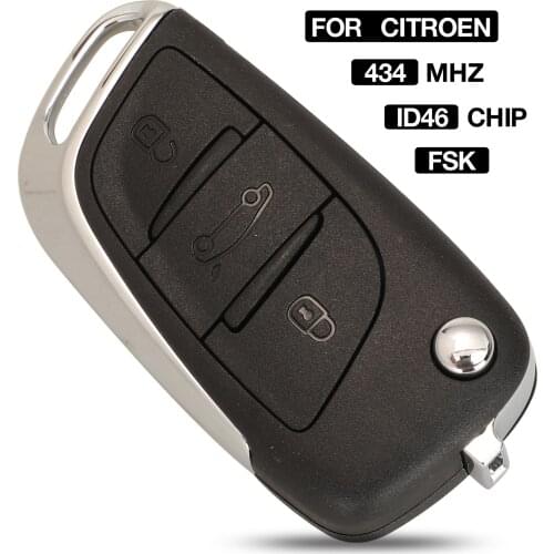 Kutery 3BTN 434MHZ ID46 Chip FSK Modulation Folding Remote Car Key For Citroen C4 C-Elysee C3XR Control Key With HU83/VA2 Blade