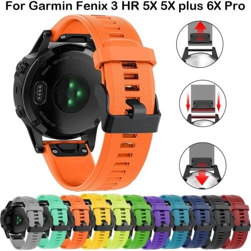 Hot Silicone 26mm Quick Release Watchband Wriststrap for Garmin Fenix 3 HR 5X 5X plus 6X Pro Easyfit Watch Wrist Band smartwatch