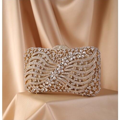 Silver Gold Black Crystal Diamond Beading clutch Purse Women Wedding Party Evening Bag Clutch bags Bolsos chain shoulder bag