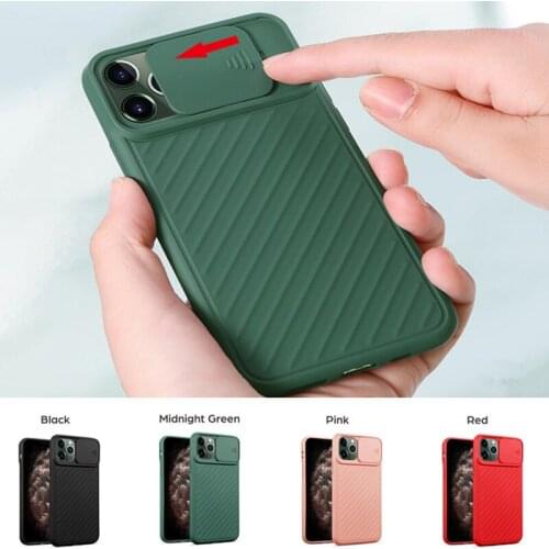 Slide Camera Protection Phone case For Iphone 11 Pro Max Xr Xs Max 6s 8 7 Plus Anti Slip Soft Tpu Silicone Lens Back Full Cover