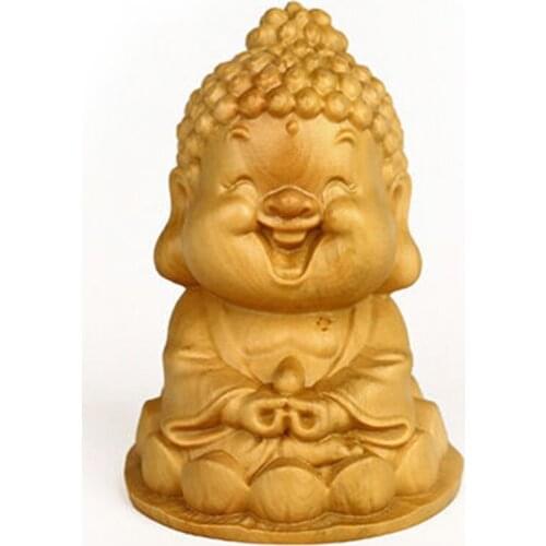 Smiling Buddha Boxwood Q Version Small Boutique Furnishing Articles Giving Gifts Creative Desk Furnishing articles Free Ship