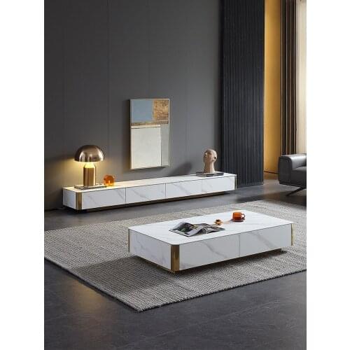 Light luxury rock plate tea table TV cabinet