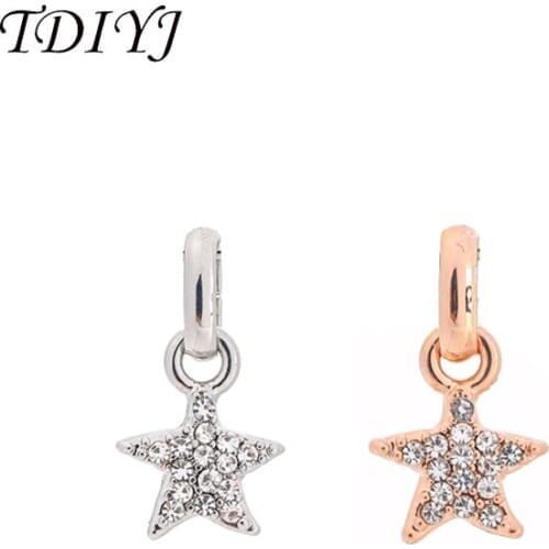 TDIYJ Newest DIY Jewelry Cz Star Pendant Slide Dangle for Women Fashion Statement Choker Necklace 6Pcs/lot