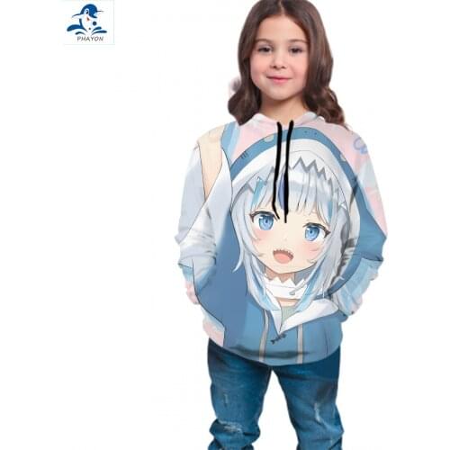 PHAYON Girls Long Sleeve Hoodies Japanese Anime 3D Print Teen Sweatshirt Streetwear Large Size Casual Autumn Thin Kids Clothes