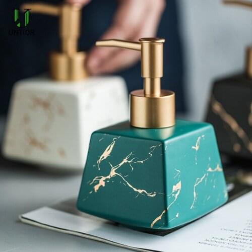 UNTIOR Marbling Ceramic Hand Soap Dispenser Bottle Liquid Soap Bottle Lotion Dispensing Pump Ceramics Mugs Bathroom Accessoriess