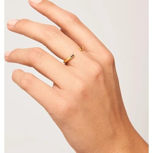 ELESHE Authentic 925 Sterling Silver Charming High Polish 18k Gold Plated Open Rings For Women Trendy Party Jewelry