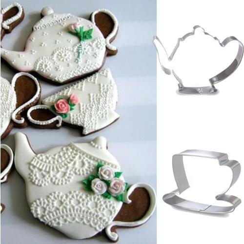 1pcs patisserie reposteria Teapot Cup Mold Metal Cookie Cutter Fondant Cake Decor Tools Biscuit Paste Mould Pastry Shop Bakeware