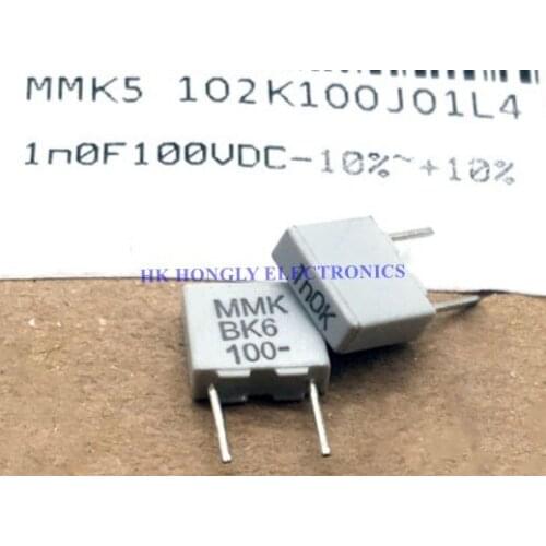 100PCS MMK5 1n0K MMK 1000pF 1nF 102 100V P=5MM FILM CAPACITOR