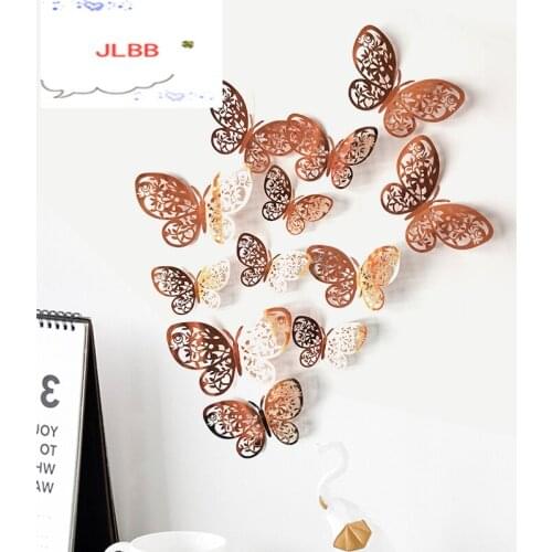 12pcs/set 3D Hollow Butterflies Wall Sticker for Home decoration Living room bedroom for Party Wedding decor Butterfly stickers