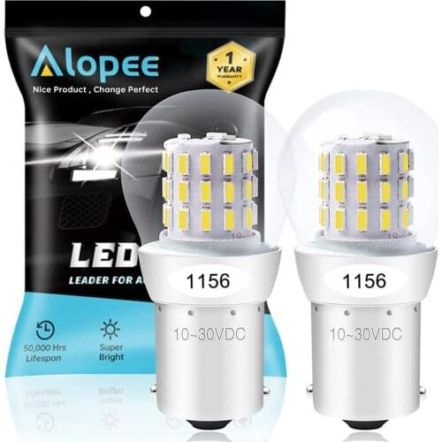 2-Pack 1156 BA15S 1141 1003 7506 1073 AK-3014 39 SMD White LED Bulbs Car Interior RV Camper Brake Tail Back Up Lights 9V-30V DC