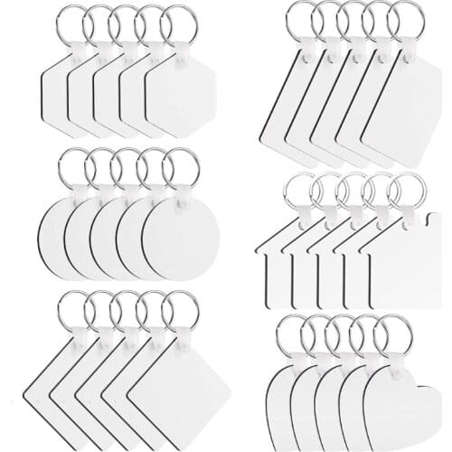 40GB 30 Pcs/Set Sublimation Blank Keychains Thermal Transfer Key Chain Double-Side Printed MDF Keyrings Key Tags with Split for