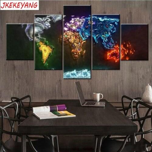 5pcs 5D Diy Diamond embroidery"Colorful world map"Cross Stitch full square diamond painting,puzzle,decorations for home Y3034