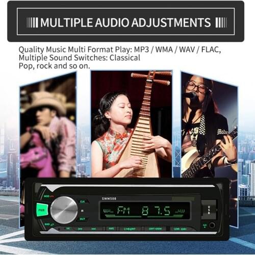 50% Hot Sales SWM-508 Car FM Radio Player Bluetooth Hands-free 12V Card Insert Audio MP3 Player for Vehicles