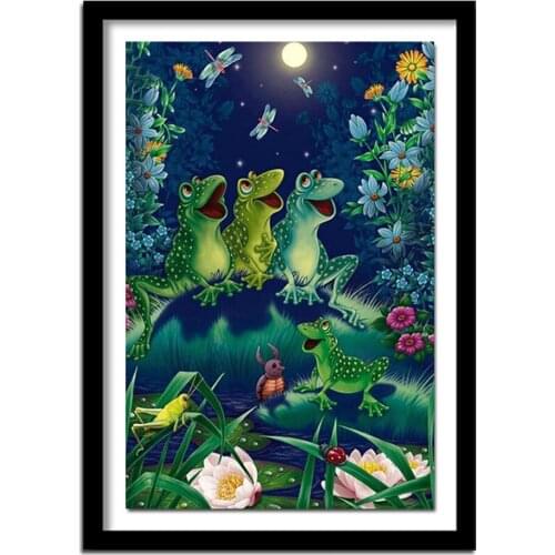 5D DIY Full Square drill diamond painting Cross Stitch Frog & Dragonfly Rhinestone Embroidery home decor gift