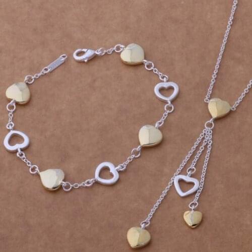 AS280 Hot sterling Jewelry Sets Bracelet 112 + Necklace 607 /alcajcja arpajiwa silver color