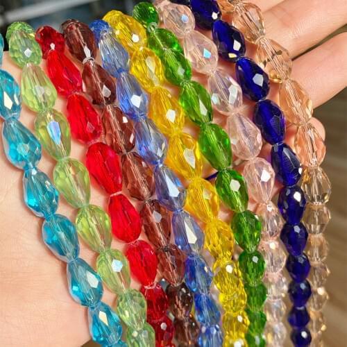 8X12mm Austrian Faceted Waterdrop Crystal Beads For Jewelry Making Bracelet Earring Diy Teardrop Glass Beads Wholesale