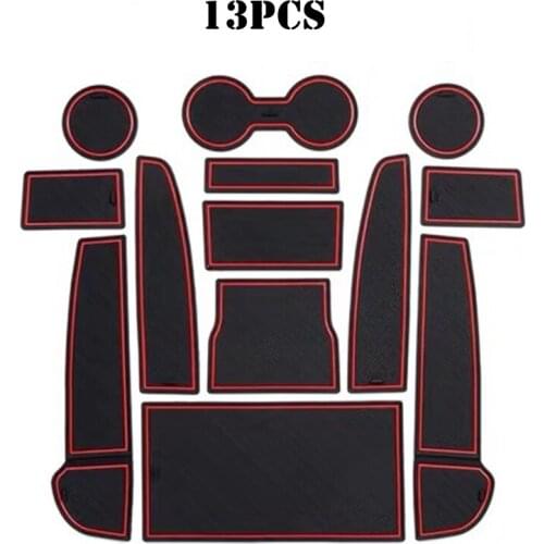 Car Console Wrap Mat Non-Slip Gate Slot Center Protective Cup Holder Pads For Tesla Model 3 2020 2019 2018 2017 13pcs pvc black