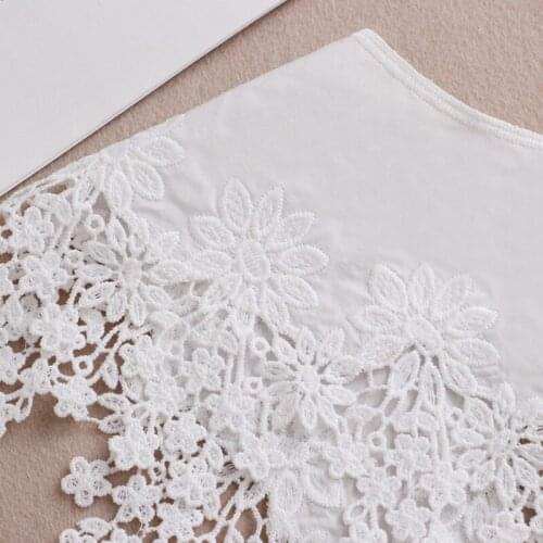 White Detachable Doll Fake Collar Shawl Wrap Hollow Embroidery Necklace Shawl F3MD