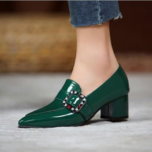 BLXQPYT Zapatos De Mujer 2021 Fashion Pointed Toe Comfortable Thick High Heel Shallow Mouth Pumps Womens Single Shoes C2102