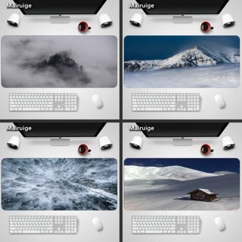 Mairuige Beautiful Snow mountain Scenery Large Game Mouse Pad with Edge Locking Speed Version Game Keyboard Pad for Gamer