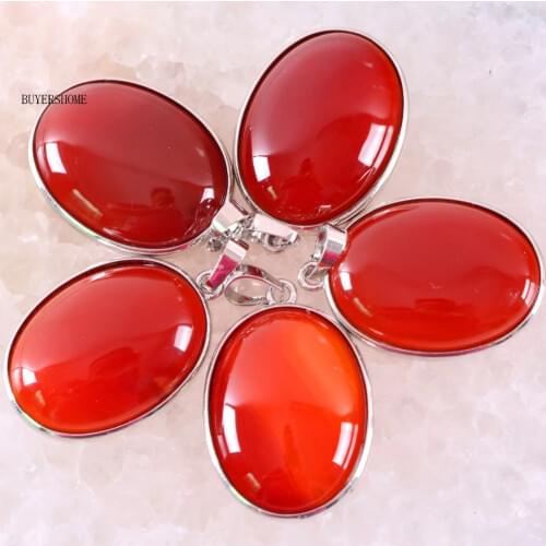 BUYERSHOME Oval 25x35MM Women Jewelry For Necklace Natural Stone Beads Red Carnelian Pendant 1Pcs K653