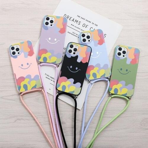 Daisy Smiley For Samsung Galaxy A32 A71 A70 A20 A52 A50 A51 A21s A31 S8 S9 S10 S20 FE S21 Plus Lanyard Necklace Phone Case Cover