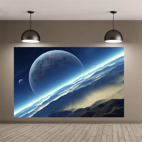 Cosmic Outer Space Decorative Painting HD Blue Planet Travel In Space Frameless Art Painting Wall Home Decor For Livingroom