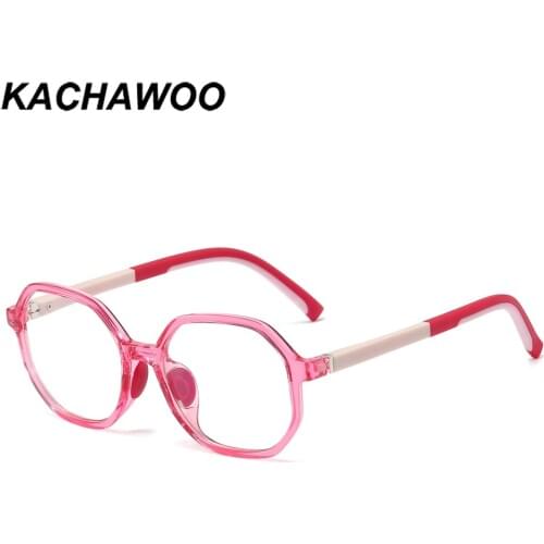 Kachawoo girl child glasses anti blue light square eyeglass frame kids TR90 computer polygon pink blue green boy birthday gifts