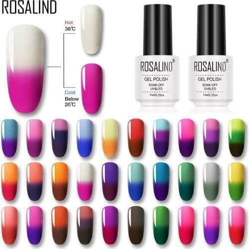 ROSALIND 7ML Gel Nail Polish Temperature Color Changing UV Nail Art Gel Lacquer Semi Permanent Gel Varnish For Nails Manicure